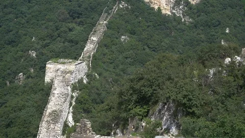 Clouds move among the Great Wall Stock Footage 93491985