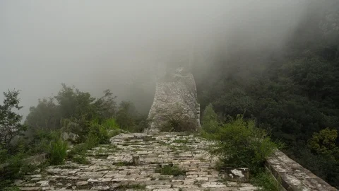 Clouds move among the Great Wall Stock Footage 93492266