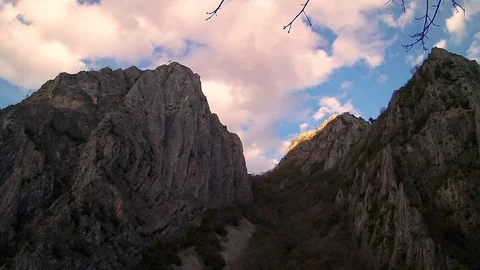 Clouds move in different directions of the mountain range, Matka, Macedonia Stock Footage 88625424