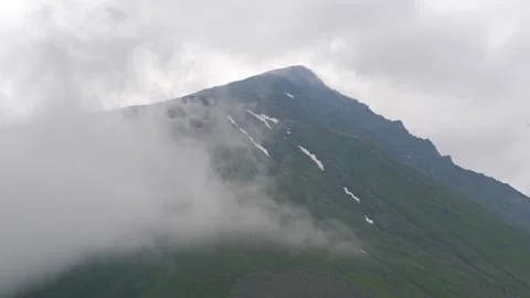 Clouds move near the mountain. Timelapse. Subpolar Ural. Uralic Mountains Stock Footage 269134667