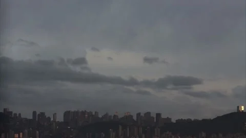 Clouds move over Belo Horizonte Skyline in the month of November Stock Footage 226606334