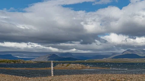 Clouds move over the mountains in Iceland Stock Footage 116675287