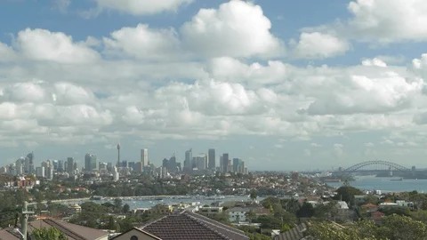 Clouds move over Sydney Harbour Stock Footage 90885735