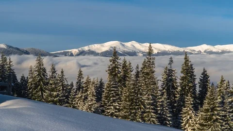 Clouds move over the valley Stock Footage 127370813