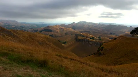 Clouds move quickly over the mountains Te Mata Peak Stock Footage 131774529