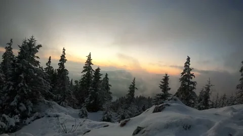 Clouds Move At Sunset In A Mountain-Timelapse Stock Footage 150963617