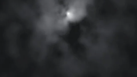 Clouds moved by strong storm wind at nights with soft moon light shine through Stockbeeldmateriaal 115061672