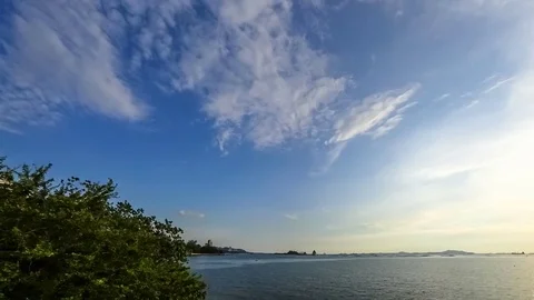 Clouds movement with sea background, 4K Time lapse Stock Footage 75446638