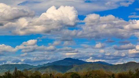Clouds Movement in The Sky Over Mountain 4K Time Lapse Stock Footage 72439212