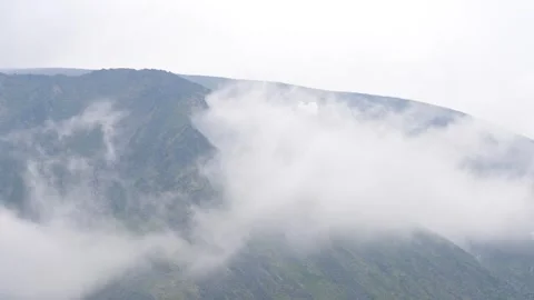 Clouds moves up on the mountain. Timelapse. Subpolar Ural. Uralic Mountains Stock Footage 269133359