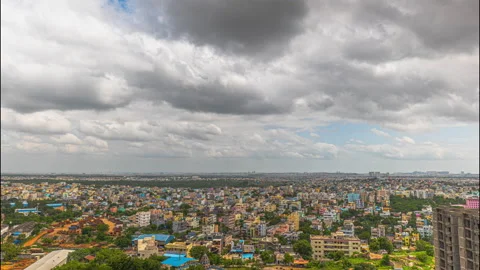 Clouds moving 6k 4k time lapse  at urban / residential area in hyderabad Stock Footage 204125840