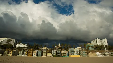 Clouds Moving Above Homes On Pacific Coast Highway HD Timelapse Stock Footage 18173774