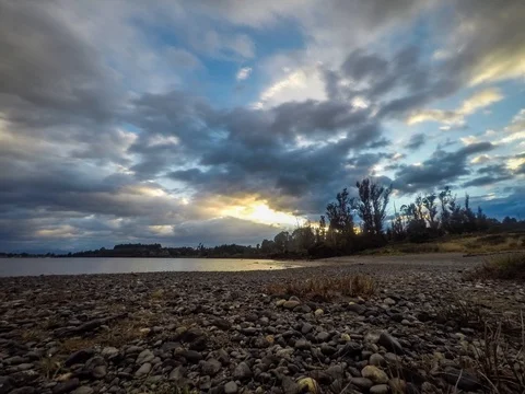 Clouds moving above the lake timelapse Stock Footage 70828370