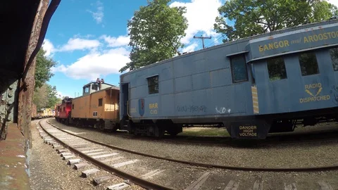 Clouds moving across and old train yard.  Timelapse. Stock Footage 95760814