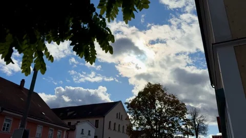 Clouds Moving Across Blue Sky Over Urban Street Stock-Footage 320831283