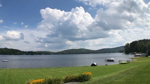 Clouds Moving Across a Lake in Summer Stock Footage 102528108