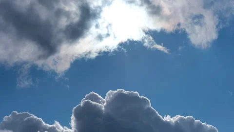 Clouds moving and passing in the blue sky with sun light Stock-Footage 135863242
