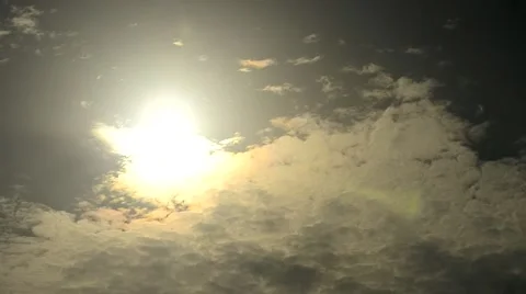 Clouds moving on background of dramatic sky with sun shining Stock Footage 55268488