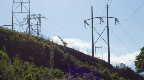 Clouds Moving Behind Power Lines and Hill Vídeo Stock 39499726