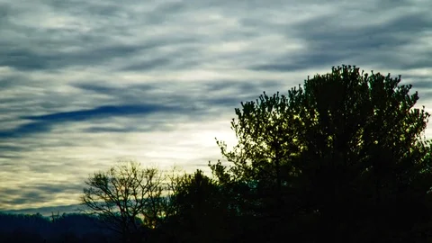 Clouds moving behind silhouette of trees Stock Footage 70895119