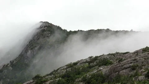 Clouds moving between green hills in Patagonia in Chili. Pure nature. Stock Footage 241442241
