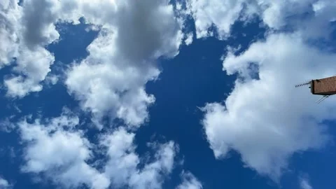 Clouds moving in clean blue sky time lapse video Stock Footage 180007435
