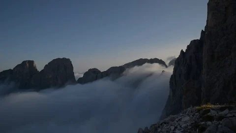 Clouds moving on the Dolomites in the morning. Stock Footage 85010953