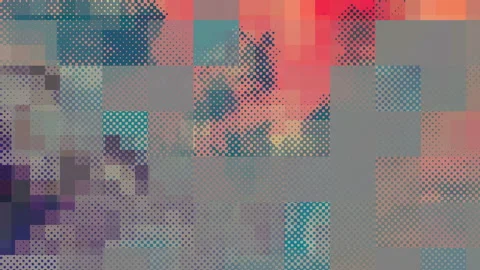 Clouds moving as a dot grid and in a mosaic with different tiles. Looped. Stock Footage 150643228