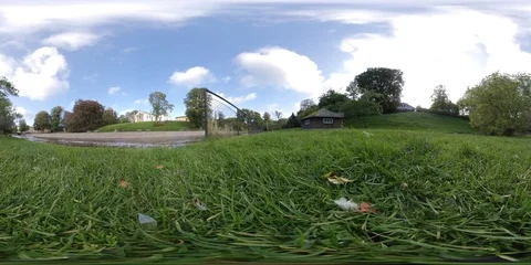 Clouds Moving Fast, Green park, Sunny day, Time Lapse - 360 VR Stock Footage 123474851