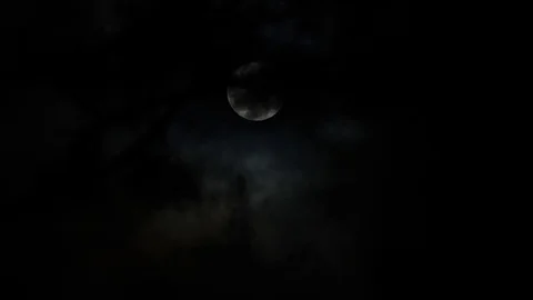 Clouds moving fast over moon Stock Footage 118113501