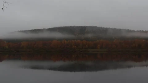 Clouds Moving Front Of a Hill In Finland Autumn Stock Footage 215204266