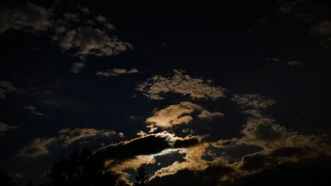 Clouds moving on moon in the dark sky. Timelapse video Stock Footage 93296920