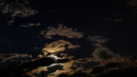 Clouds moving on moon in the dark sky. Timelapse video Stock Footage 101928339