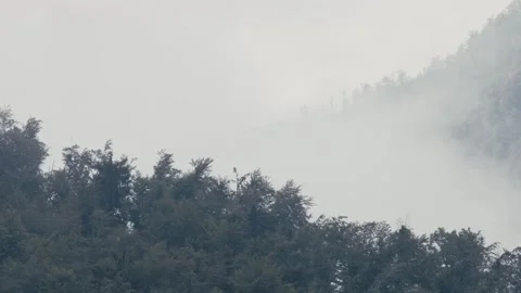 Clouds moving in the morning over the mountain ridge in Europe timelapse Stock Footage 134377576
