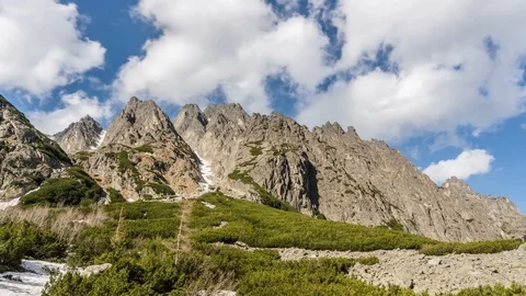 Clouds moving over alps mountains in sunny day Time lapse 스톡 동영상 89079868