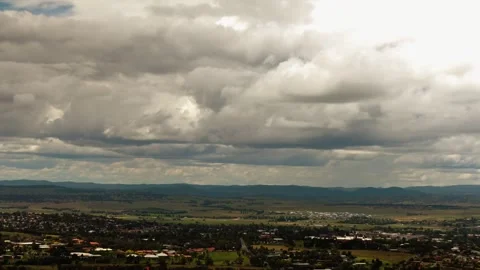 Clouds Moving Over Bathurst Rural Landscape in Australia Time Lapse Aerial View Stock Footage 341270365
