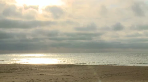 Clouds moving over the beach on the North Sea Stock Footage 55492319