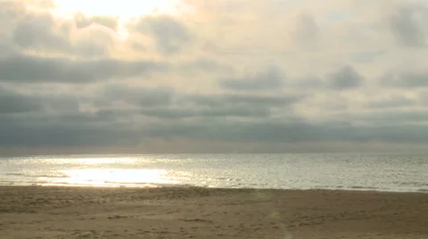Clouds moving over the beach on the North Sea Stock Footage 55492692