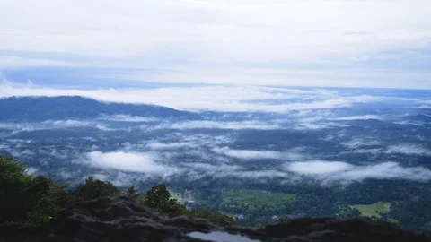 Clouds moving over a beautiful landscape in a rain forest, India Stock Footage 118435537