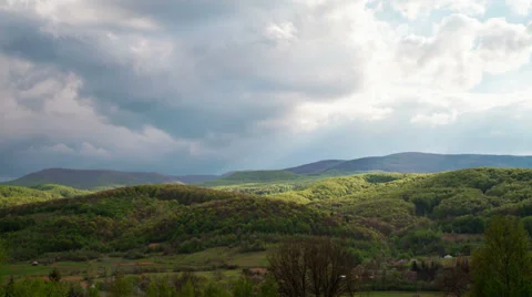 Clouds moving over Carpathian mountains time lapse Stock Footage 37523851