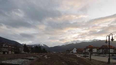 Clouds moving over the city of Bansko Video stock 73597578