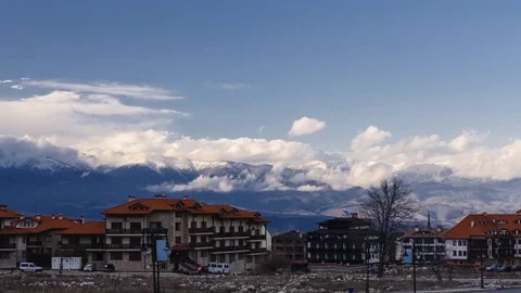 Clouds moving over the city of Bansko Video stock 73597795