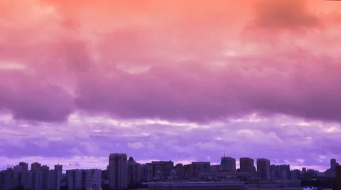 Clouds moving over the city (timelapse) with color effect Video stock 46428602