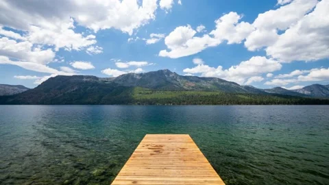 Clouds moving over Fallen Leaf Lake Timelapse 4k UHD with movement Stock Footage 203048852