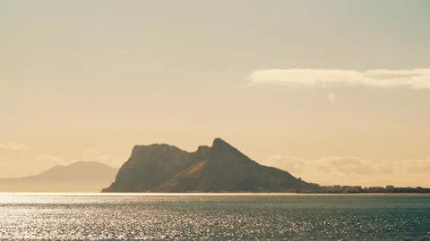 Clouds moving over Gibraltar rock, time lapse Stock Footage 127531486
