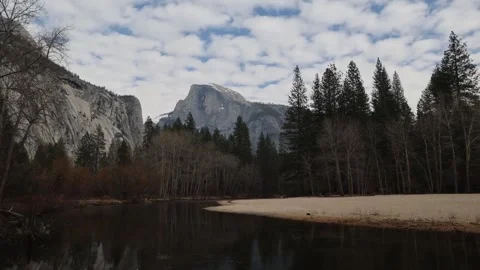 Clouds moving over half dome in Yosemite Stock Footage 302109533