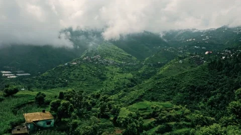 Clouds moving over the hills in Mussoorie, Uttarakhand, India Video stock 138258499