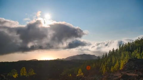Clouds Moving Over Hills Tenerife Timelapse 4K Stock Footage 317239036