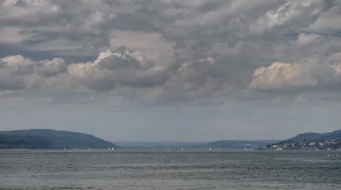 Clouds moving over Lake Constance, Germany - Time Lapse Stock Footage 63951372