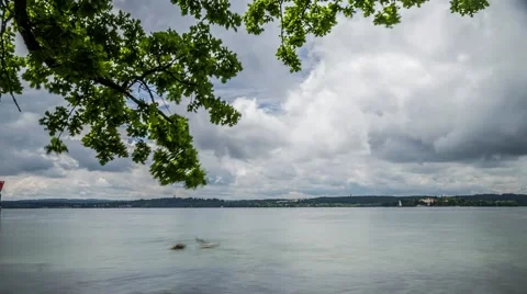Clouds moving over Lake Constance, Germany - Time Lapse Stock Footage 63952525